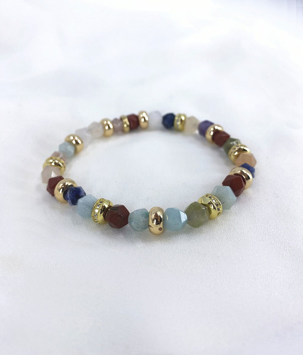 bracelet destiny porte bonheur avec des pierres naturelles semi précieuses multicolores
