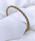 bracelet fin jonc tresse fait à la main plaque or jaune