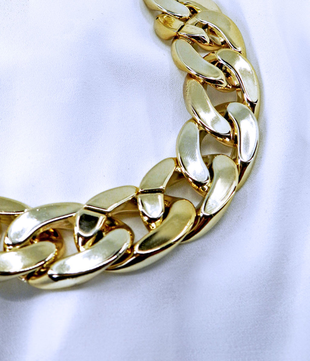 Collier Diva en grosse mailles jaune modulable en ceinture